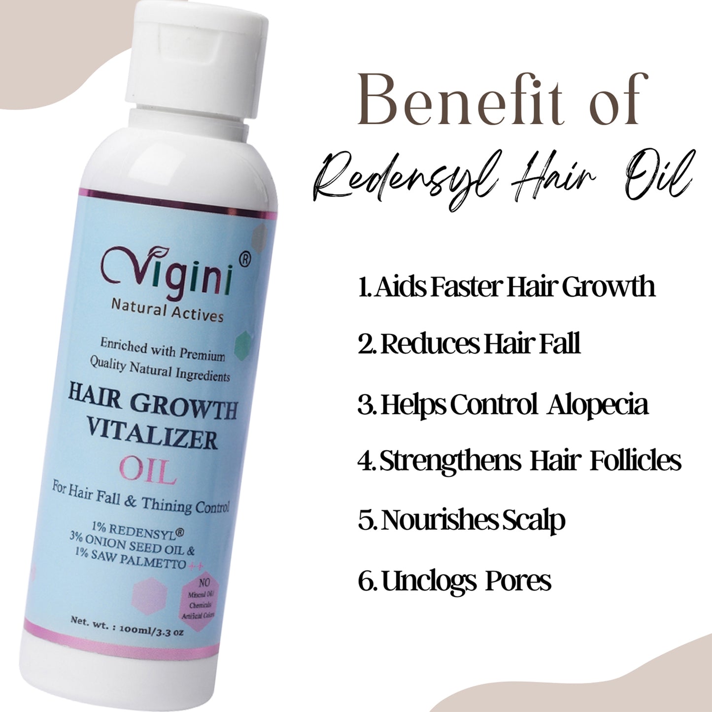 Vigini 1% Redensyl Hair Growth Regowth Vitalizer Oil, 100ml