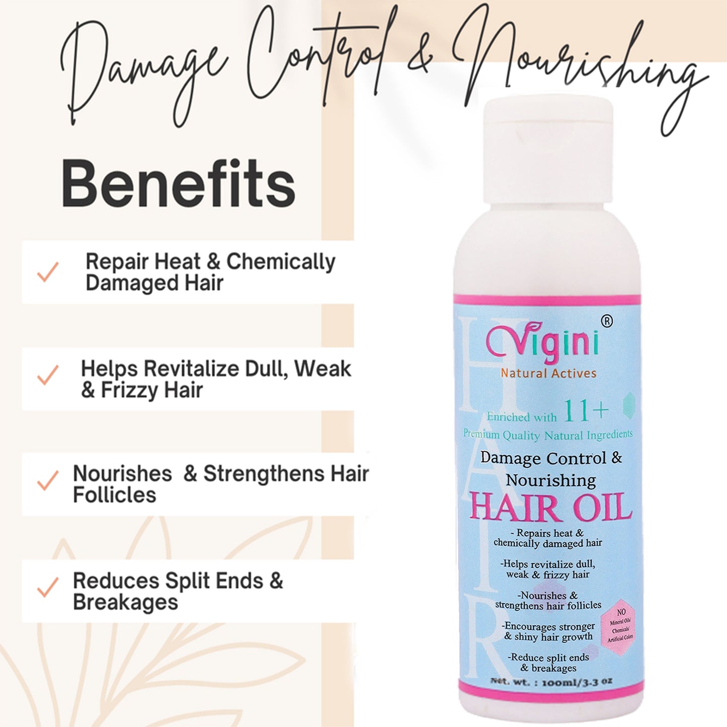 Vigini Damage Repair Hair Fall Control Oil, 100ml