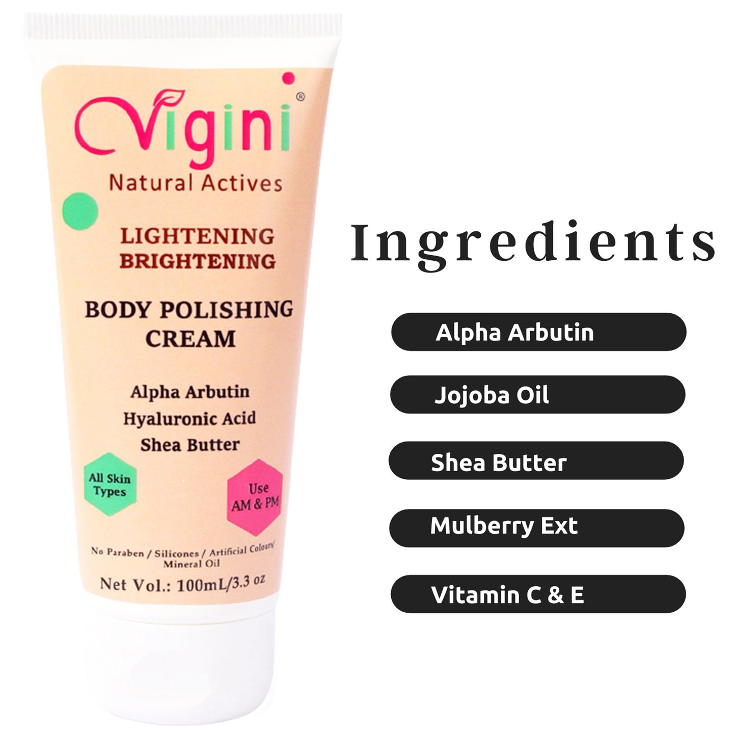 Vigini Skin Lightening Whitening Body Polishing Cream, 100ml