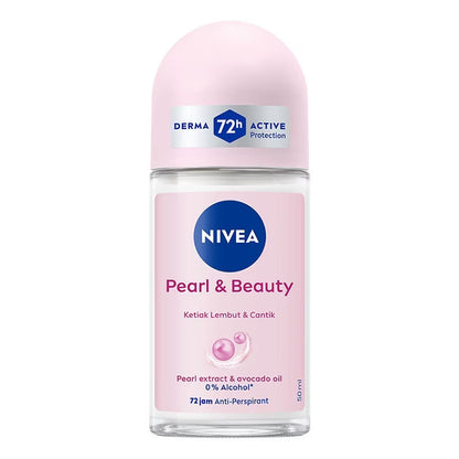 Nivea Pearl & Beauty deodorant bottle on a white background