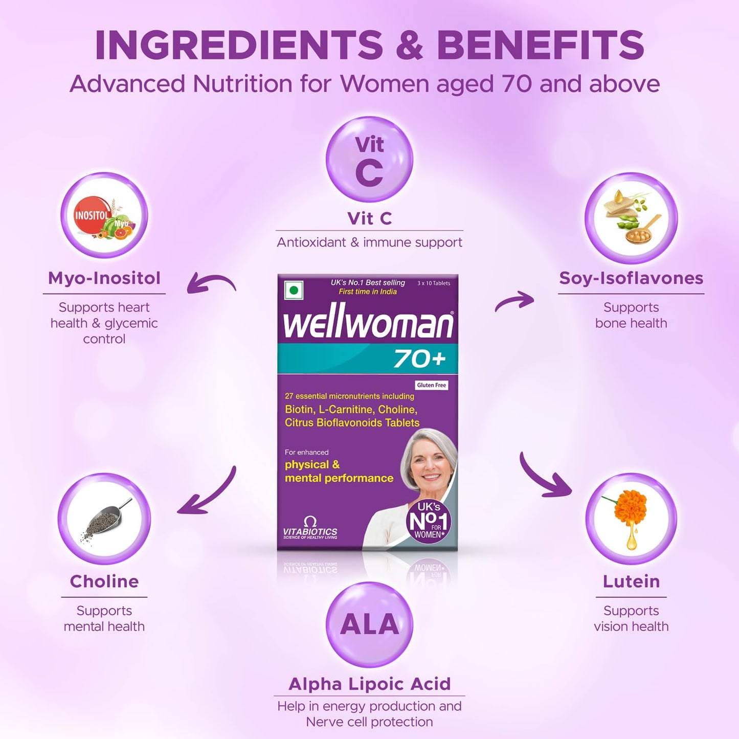 Wellwoman 70+ Health Supplement for Women, 30 Tablets