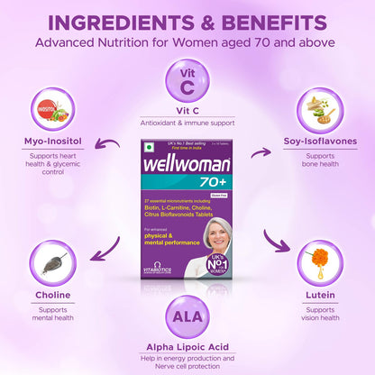 Wellwoman 70+ Health Supplement for Women, 30 Tablets