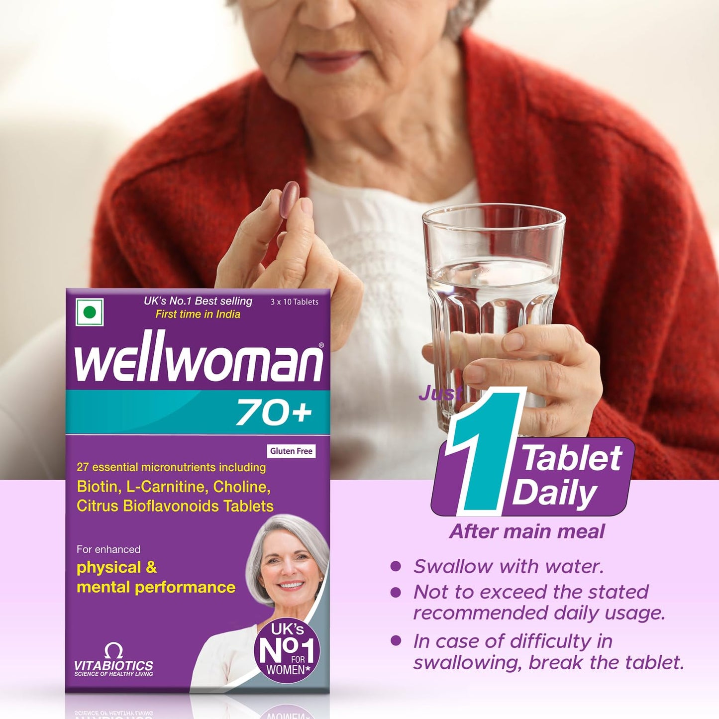 Wellwoman 70+ Health Supplement for Women, 30 Tablets