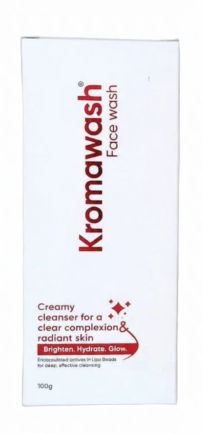 Kromawash face wash packaging with ona white background