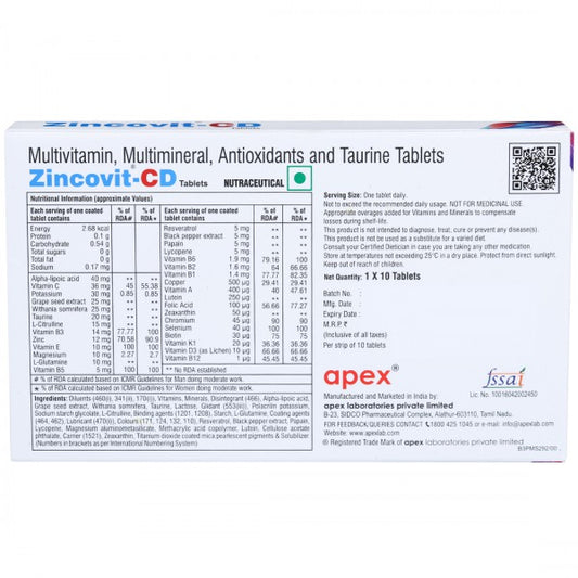Zincovit CD Tablet, 10s