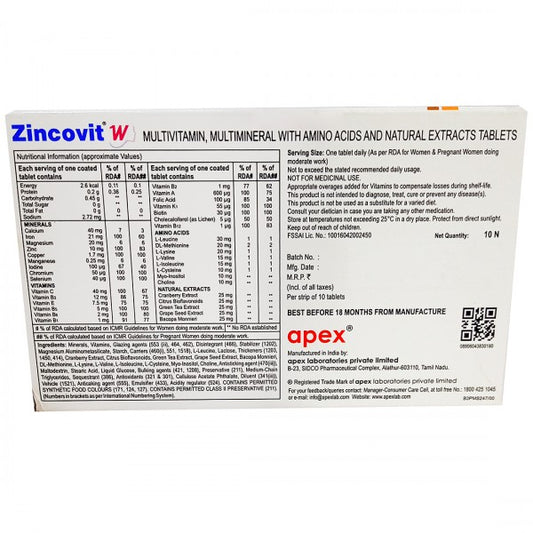 Zincovit W | Multivitamin, Multimineral, 10s