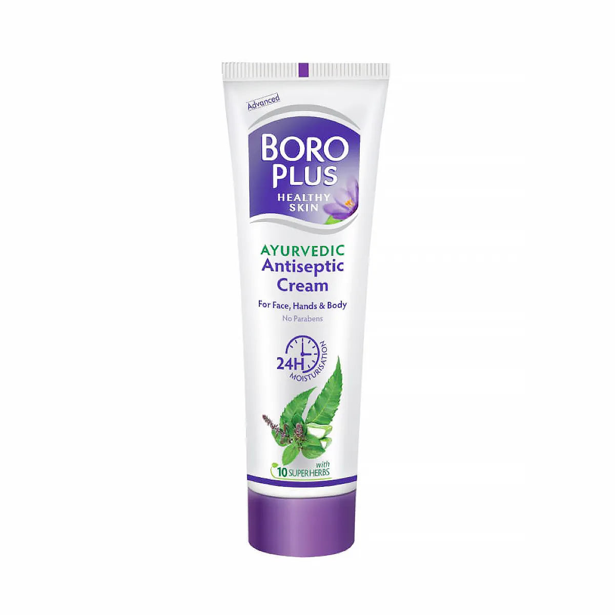 Tube of Boro Plus Ayurvedic Antiseptic Cream on a white background