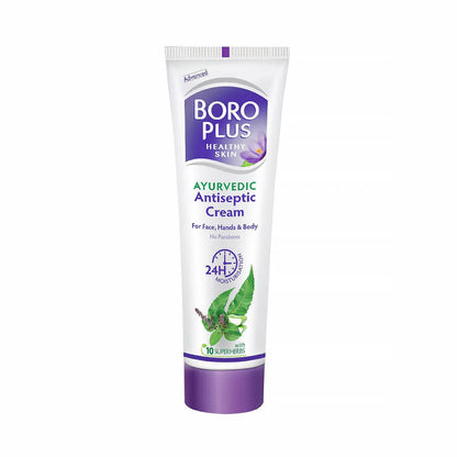 Tube of Boro Plus Ayurvedic Antiseptic Cream on a white background
