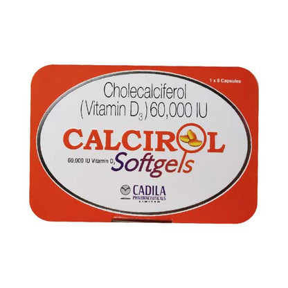 Calcirol 60000 IU Vitamin D3 Softgels, 8 Capsules