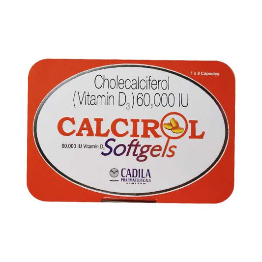 Calcirol 60000 IU 维生素 D3 软胶囊，8 粒胶囊