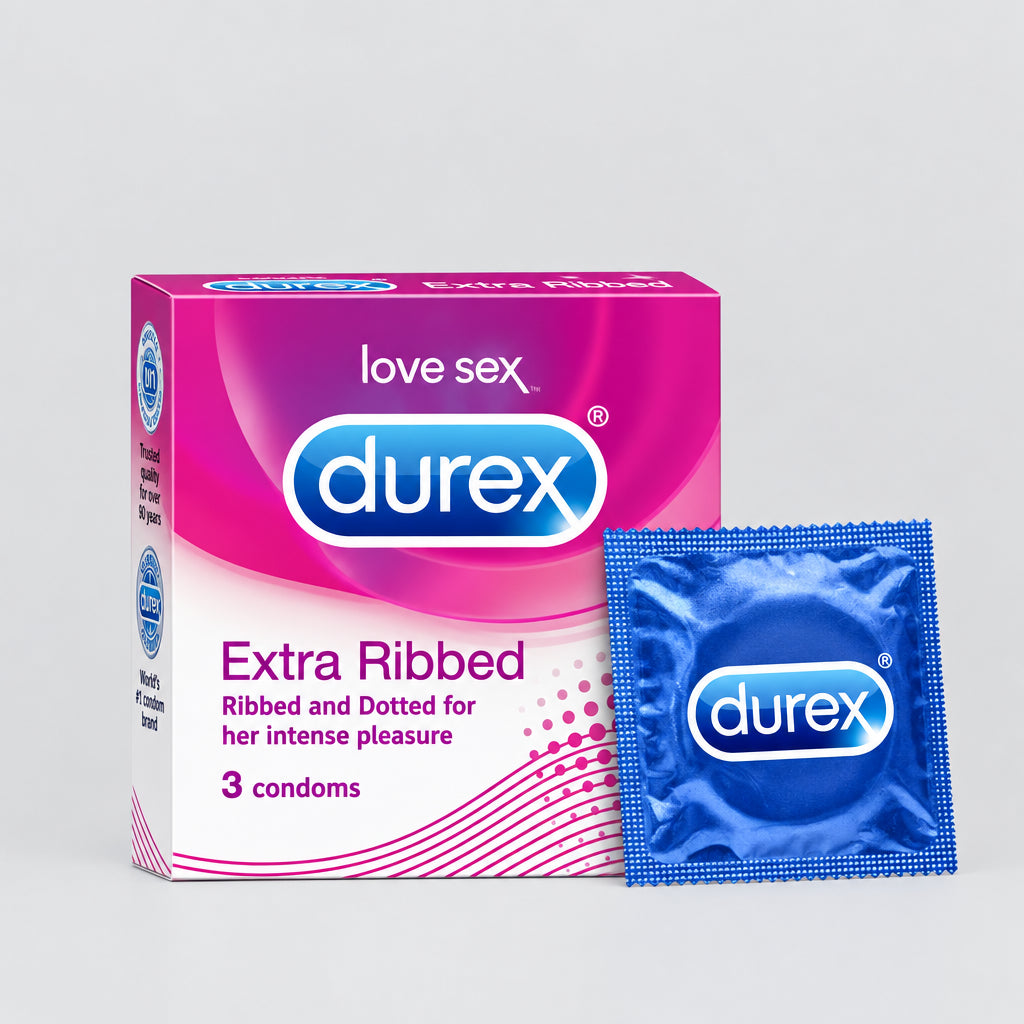 Black Ribbed Condoms Buy Durex Condoms extra Time, 10's Online : ClickOnCare.com