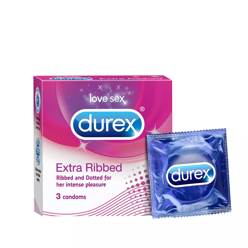 Durex Extra Ribbed Condom, 3`s