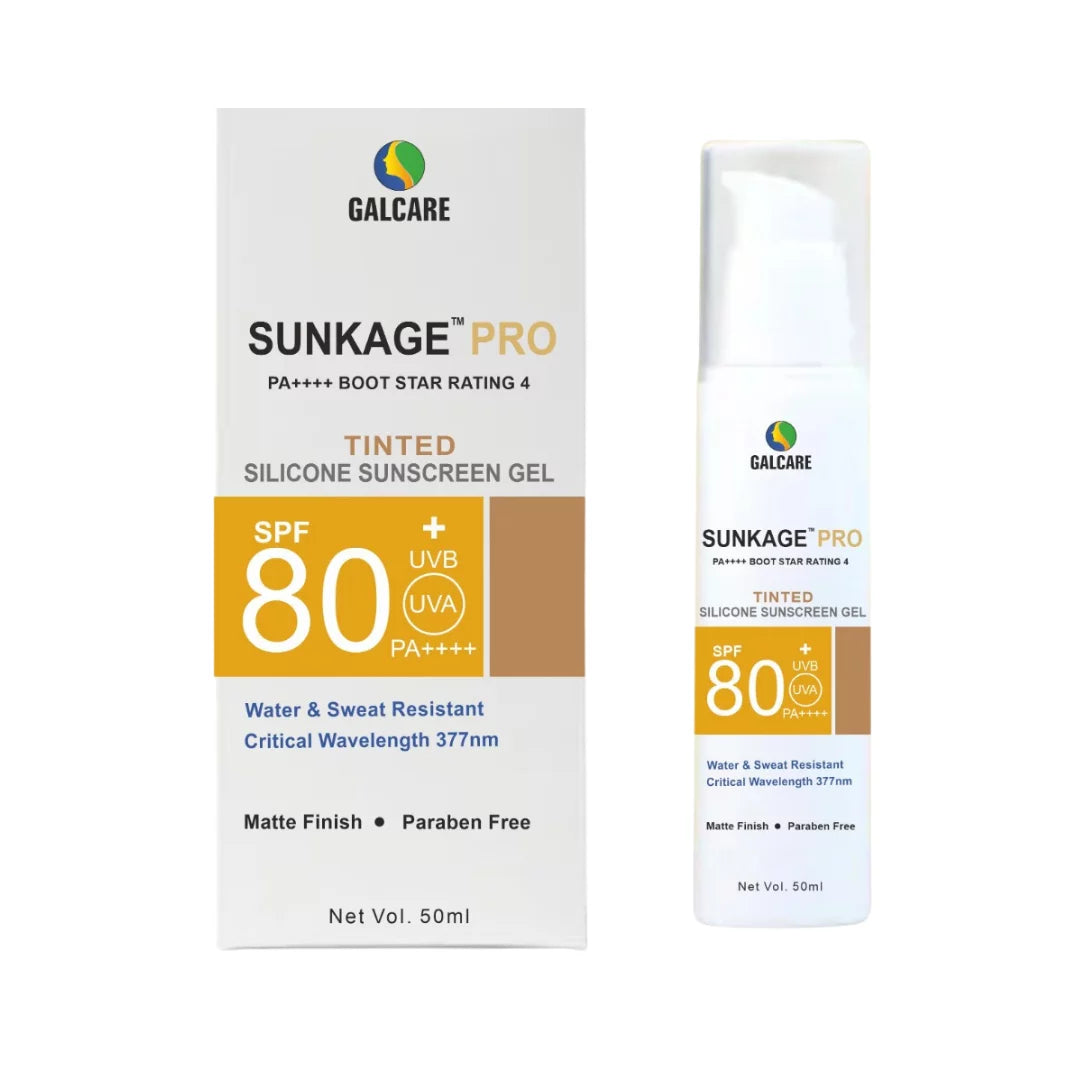 Sunkage Pro SPF 80 + UVB UVA PA++++ Tinted Silicone Sunscreen Gel, 50ml