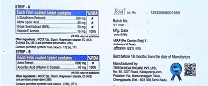 Glufair Combi Pack of L-Glutathione & Vitamin C, 20 Tablets