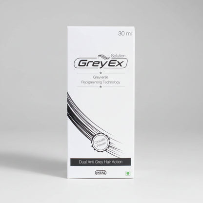 Box of GreyEx hair care product on a white background