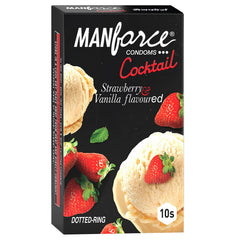 Manforce Strawberry & Vanilla Cocktail Condoms, 10 Pieces