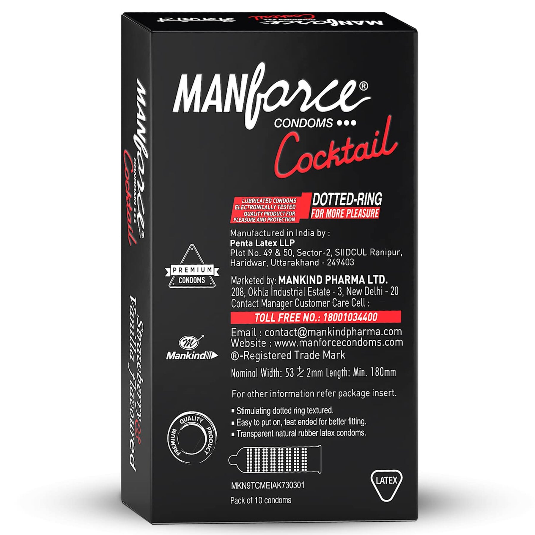 Buy Manforce Cocktail Condoms (Dotted-Rings) Strawberry & Vanilla  Flavoured- 10 Pieces pack of 4 Online at Best Prices in India - JioMart.