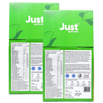 Just Gummies Multivitamin Raw Mango Flavour, 30 Gummies (Pack Of 2)