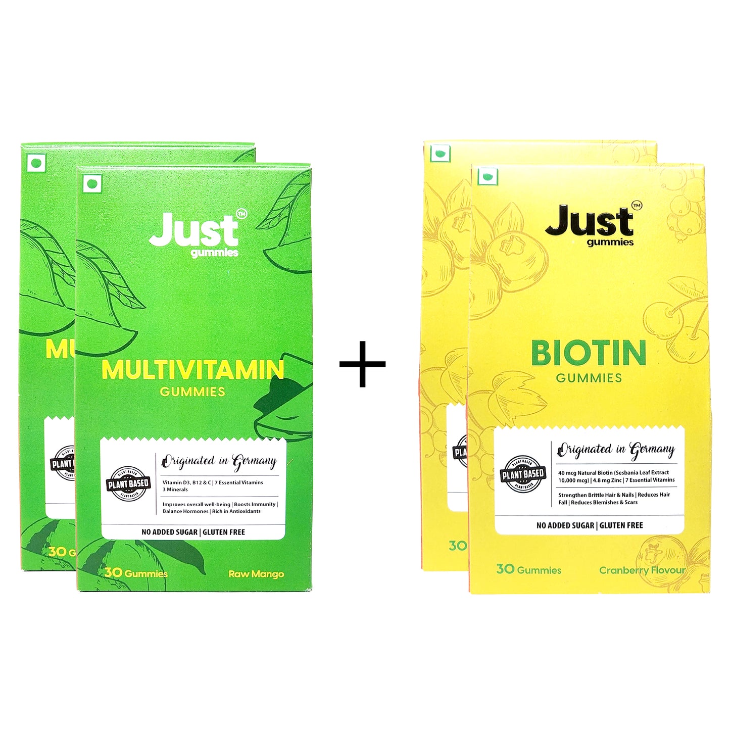 Just Gummies Biotin and Multivitamin Gummies Combo (Pack Of 2)