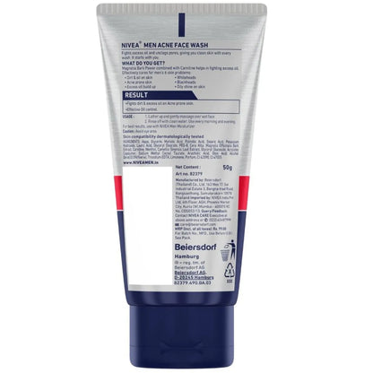 Nivea Men Acne Face Wash tube with label on a white background