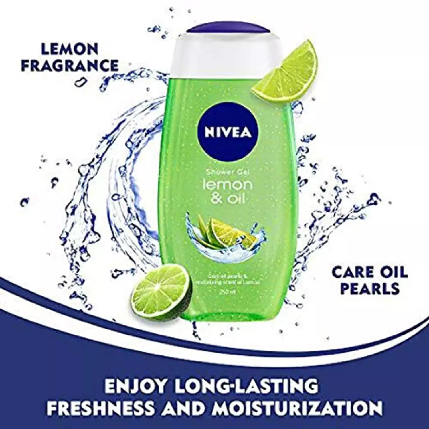 Nivea shower gel with lemon fragrance on a white background
