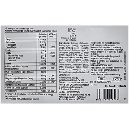 Ostoshine Tablet with Collagen, Calcium, Vitamin D, Vitamin C & Minerals, 10s