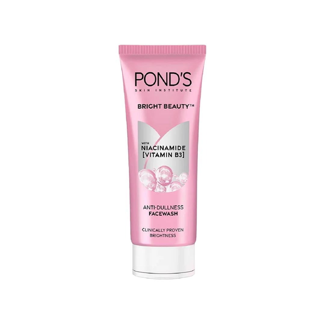 Ponds Bright Beauty face wash tube on a white background