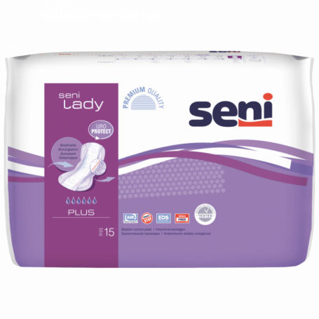 Seni Lady Bladder Control Pads Plus, 15 Pieces