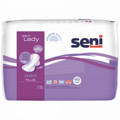 Seni Lady Bladder Control Pads Plus, 15 Pieces