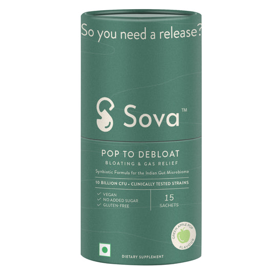 Sova Pop to Debloat Bloating & Gas Relief Green Apple Flavour, 15 Sachets