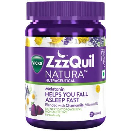 فيكس ZzzQuil Natura Nutraceutical الميلاتونين مضغ النوم، 24 ثانية