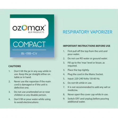 Ozomax Respiratory Vaporizer