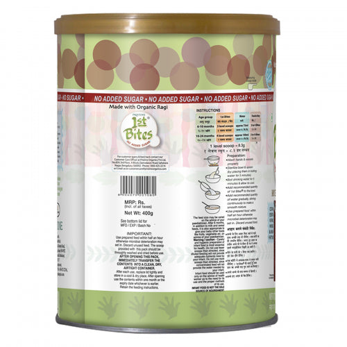 Pristine 1st Bites Organic Ragi Baby Cereal, 400gm (No Added Sugar)