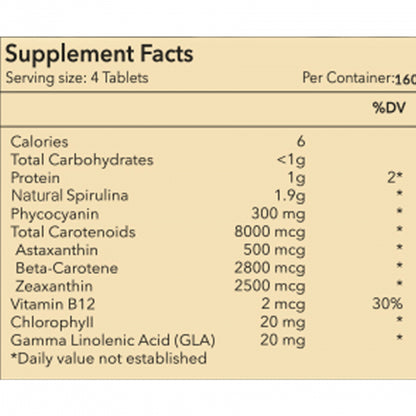 Biogetica SpiruLiva - Advance Nutritional Support, 160 Tablets