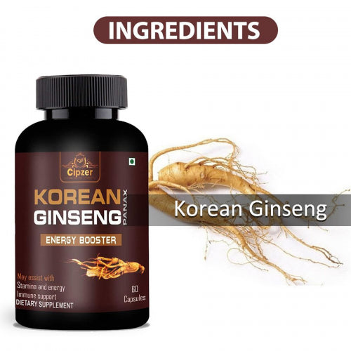 CIPZER   Korean Ginseng, 60 Capsules (Rs. 11.06/capsule)