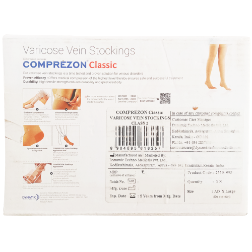 Comprezon Varicose Vein Stockings Class 1 Below Knee- 1 pair (X-Large) 