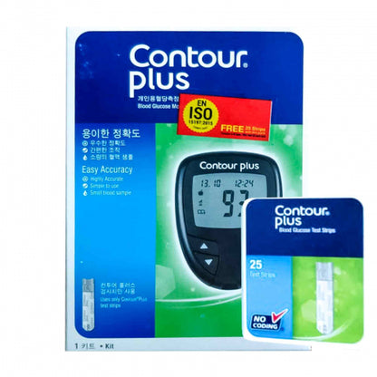 Contour Plus Blood Glucose Monitoring System with 25 Strips Free