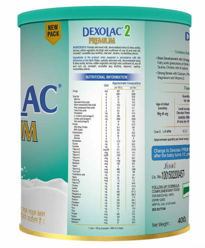 Dexolac - 2 Premium Follow-Up Formula Tin, 400gm