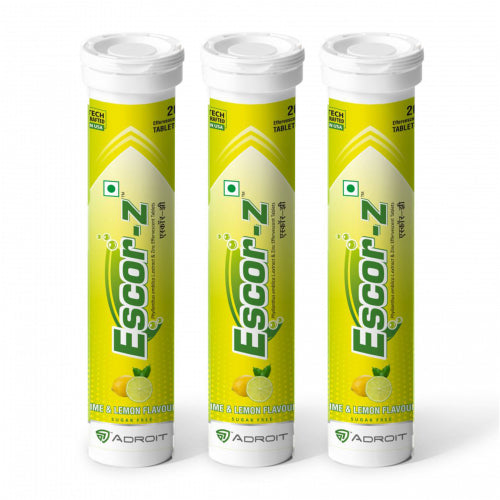 Escor-Z Effervescent Tablets Lime and Lemon Flavour Pack of 3