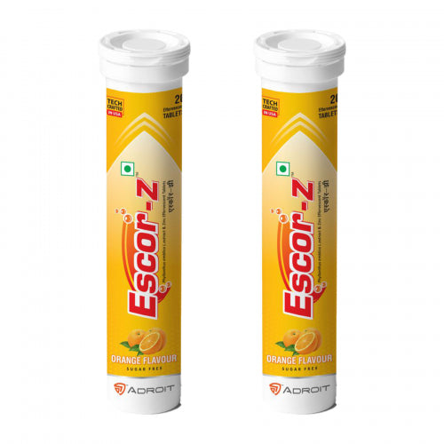Escor-Z Effervescent Tablets Orange Flavour Pack of 2