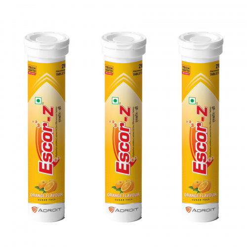 Escor-Z Effervescent Tablets Orange Flavour Pack of 3