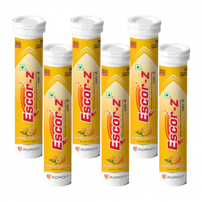 Escor-Z Effervescent Tablets Orange Flavour Pack of 6