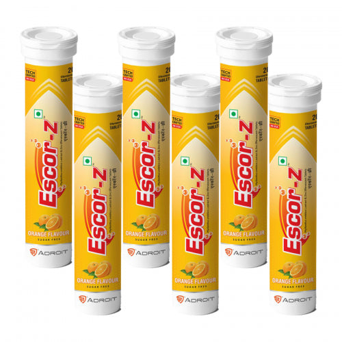 Escor-Z Effervescent Tablets Orange Flavour Pack of 6