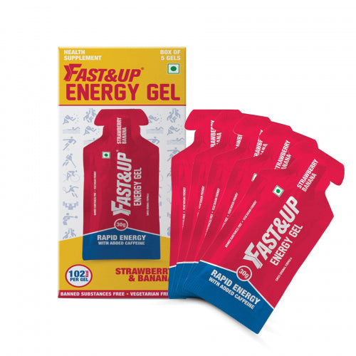 Fast&Up Energy Gel - Ready-To-Consume (Strawberry Banana), 5 Sachets