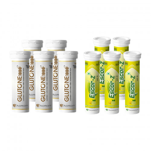 Glutone 1000 with Escor Z (Lime & Lemon Flavour) combo Pack Of 5