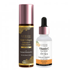 LUXURI Collagen Booster & Vitamin C Serum Combo Pack, 80ml