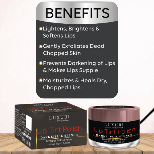LUXURI Lip Tint Polish For Dark Lips Men & Women, 25gm