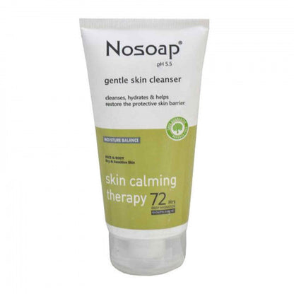 A tube of Nosoap Gentle Skin Cleanser, 125ml, with green and white packaging, labeled for cleansing, hydrating, and restoring the protective skin barrier.