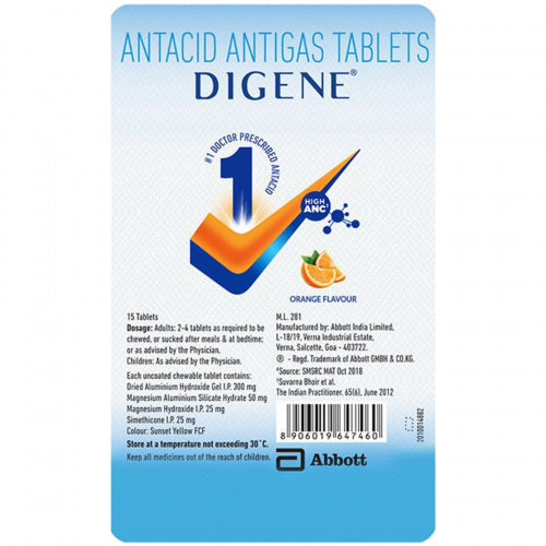 Digene, 15 Tablets ( Orange Flavour)