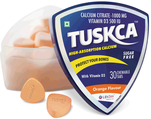تاسككا أقراص الكالسيوم القابلة للمضغ خالية من السكر - نكهة البرتقال